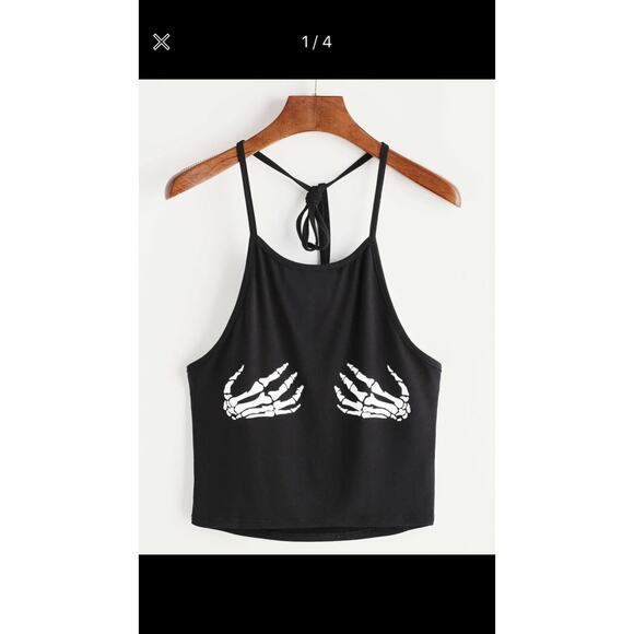 Skeleton hand cropped halter‎ size small - Picture 2 of 2